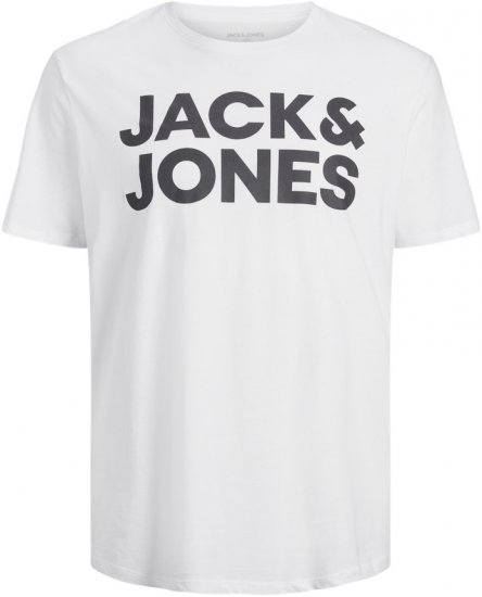 Jack & Jones CORP Logo T-Shirt White w Large Black Print - Magliette - Magliette Uomo Taglie Forti