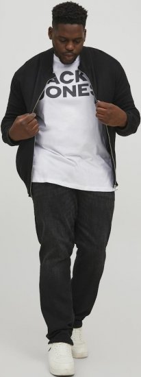 Jack & Jones CORP Logo T-Shirt White w Large Black Print - Magliette - Magliette Uomo Taglie Forti