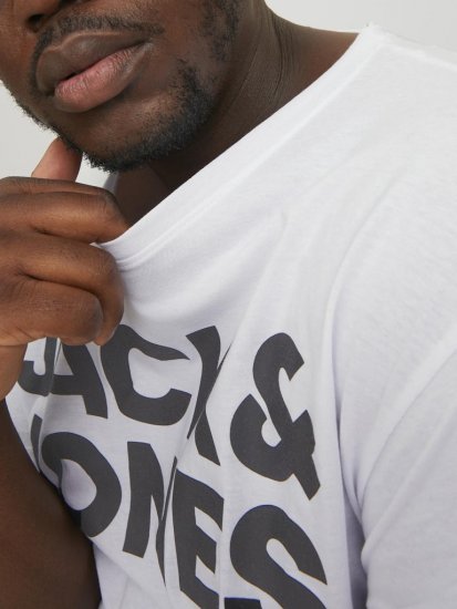 Jack & Jones CORP Logo T-Shirt White w Large Black Print - Magliette - Magliette Uomo Taglie Forti