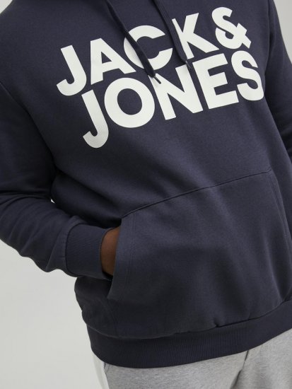 Jack & Jones CORP LOGO Large Print Hoodie Navy Blazer - Felpe & felpe con cappuccio - Felpe & Felpe con Cappuccio Uomo Taglie Forti