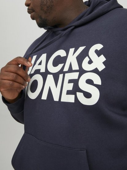 Jack & Jones CORP LOGO Large Print Hoodie Navy Blazer - Felpe & felpe con cappuccio - Felpe & Felpe con Cappuccio Uomo Taglie Forti