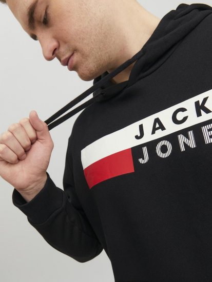 Jack & Jones CORP LOGO PLAY 4 Print Hoodie Black - Felpe & felpe con cappuccio - Felpe & Felpe con Cappuccio Uomo Taglie Forti