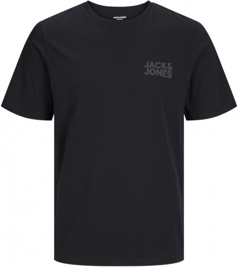 Jack & Jones CORP Logo T-Shirt Black w Small Black Print - Magliette - Magliette Uomo Taglie Forti