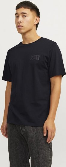 Jack & Jones CORP Logo T-Shirt Black w Small Black Print - Magliette - Magliette Uomo Taglie Forti