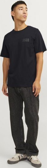 Jack & Jones CORP Logo T-Shirt Black w Small Black Print - Magliette - Magliette Uomo Taglie Forti