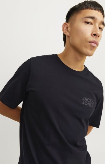 Jack & Jones CORP Logo T-Shirt Black w Small Black Print - Magliette - Magliette Uomo Taglie Forti