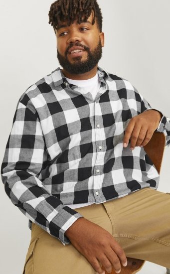 Jack & Jones Gingham L/S Shirt Whisper White - Camicie - Camicie Taglie Forti Uomo
