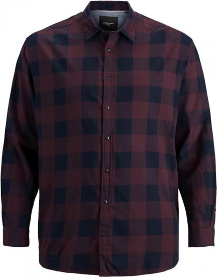 Jack & Jones Gingham L/S Shirt Dark Red - Camicie - Camicie Taglie Forti Uomo