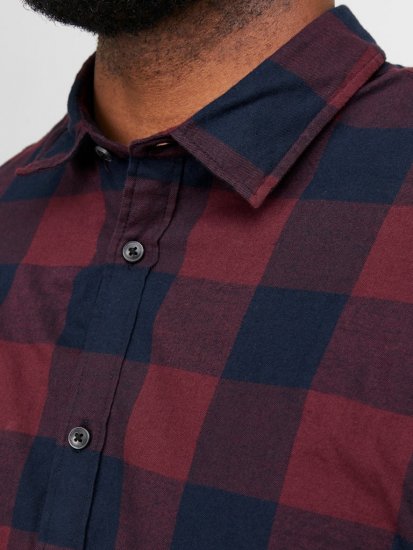 Jack & Jones Gingham L/S Shirt Dark Red - Camicie - Camicie Taglie Forti Uomo