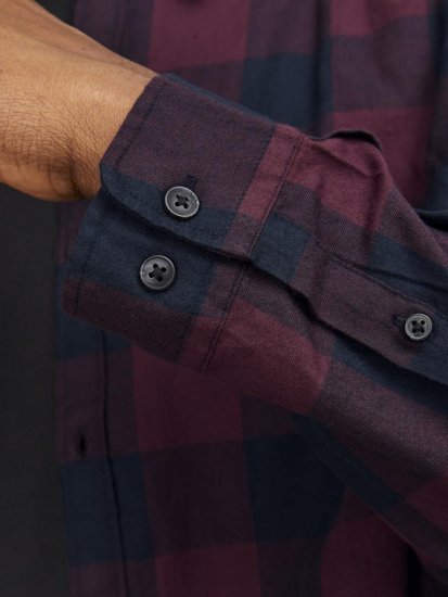 Jack & Jones Gingham L/S Shirt Dark Red - Camicie - Camicie Taglie Forti Uomo