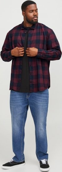 Jack & Jones Gingham L/S Shirt Dark Red - Camicie - Camicie Taglie Forti Uomo