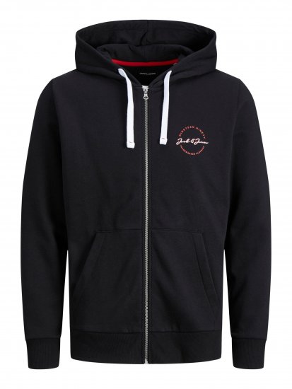 Jack & Jones JJSTAMP ZIP Hoodie Black - Felpe & felpe con cappuccio - Felpe & Felpe con Cappuccio Uomo Taglie Forti