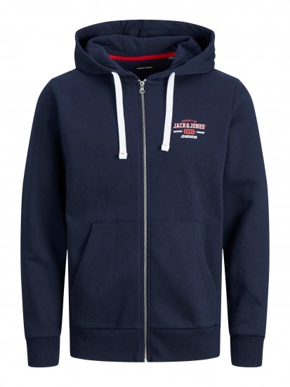 Jack & Jones JJSTAMP ZIP Hoodie Navy - Felpe & felpe con cappuccio - Felpe & Felpe con Cappuccio Uomo Taglie Forti