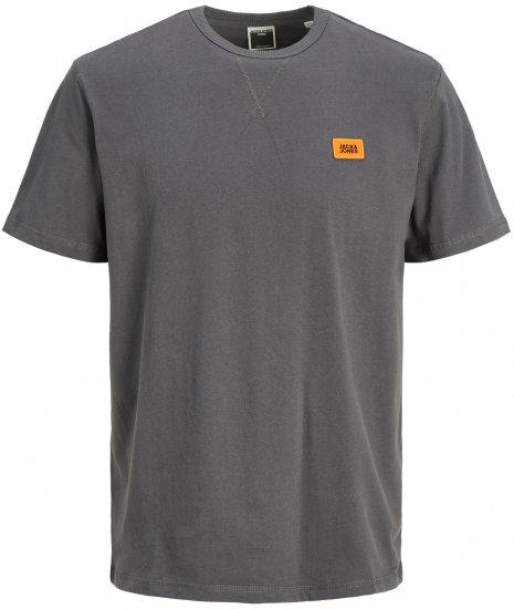 Jack & Jones JCOCLASSIC WAFFLE BADGE TEE Charcoal - Magliette - Magliette Uomo Taglie Forti