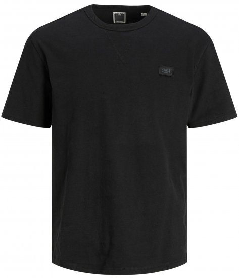 Jack & Jones JCOCLASSIC WAFFLE BADGE TEE Black - Magliette - Magliette Uomo Taglie Forti