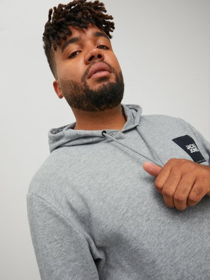 Jack & Jones JJLOCK SWEAT HOOD Grey - Felpe & felpe con cappuccio - Felpe & Felpe con Cappuccio Uomo Taglie Forti