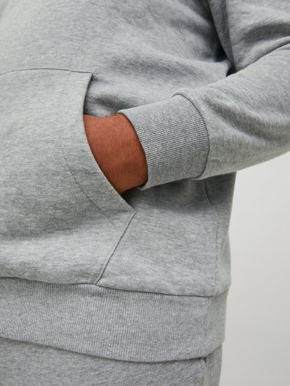 Jack & Jones JJLOCK SWEAT HOOD Grey - Felpe & felpe con cappuccio - Felpe & Felpe con Cappuccio Uomo Taglie Forti