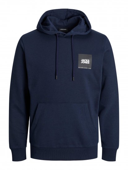 Jack & Jones JJLOCK SWEAT HOOD Navy - Felpe & felpe con cappuccio - Felpe & Felpe con Cappuccio Uomo Taglie Forti