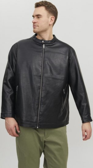 Jack & Jones Rocky Urban Rider Leather Jacket Black - Giubbotti - Giubbotti Uomo Taglie Forti