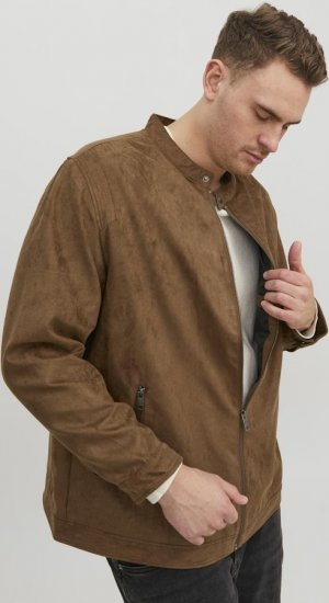 Jack & Jones Rocky Urban Rider Leather Jacket Brown - Giubbotti - Giubbotti Uomo Taglie Forti