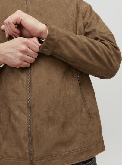 Jack & Jones Rocky Urban Rider Leather Jacket Brown - Giubbotti - Giubbotti Uomo Taglie Forti