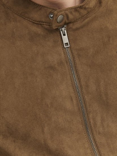 Jack & Jones Rocky Urban Rider Leather Jacket Brown - Giubbotti - Giubbotti Uomo Taglie Forti