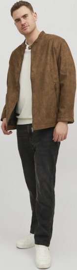 Jack & Jones Rocky Urban Rider Leather Jacket Brown - Giubbotti - Giubbotti Uomo Taglie Forti