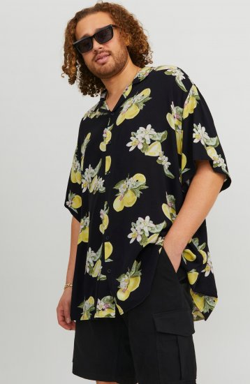 Jack & Jones JORLUKE FLORES Resort Shirt Black - Camicie - Camicie Taglie Forti Uomo