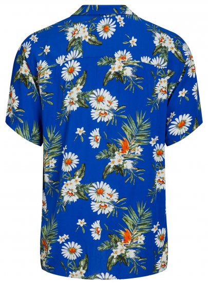 Jack & Jones JORLUKE FLORES Resort Shirt Nautical Blue - Camicie - Camicie Taglie Forti Uomo