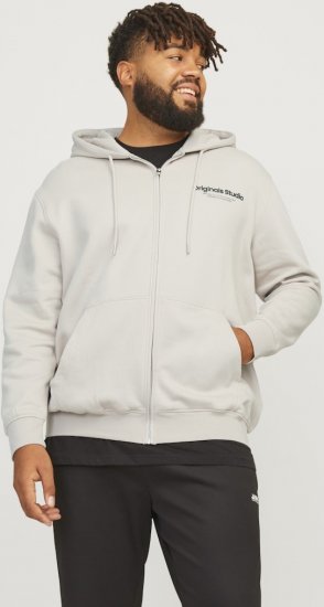 Jack & Jones ESTERBRO Zip Hoodie Light Grey - Felpe & felpe con cappuccio - Felpe & Felpe con Cappuccio Uomo Taglie Forti