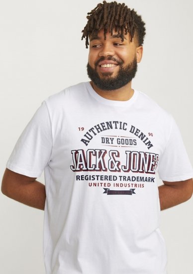 Jack & Jones JJELOGO O-Neck T-Shirt White - Magliette - Magliette Uomo Taglie Forti