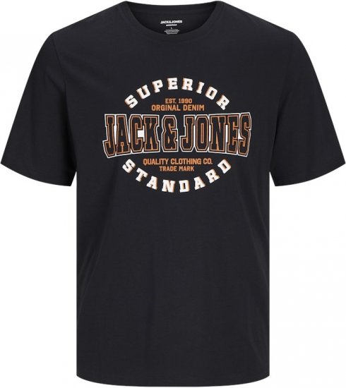 Jack & Jones LOGO O-Neck T-Shirt Black - Magliette - Magliette Uomo Taglie Forti