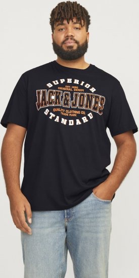 Jack & Jones LOGO O-Neck T-Shirt Black - Magliette - Magliette Uomo Taglie Forti