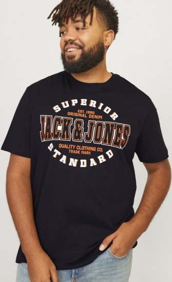 Jack & Jones LOGO O-Neck T-Shirt Black - Magliette - Magliette Uomo Taglie Forti