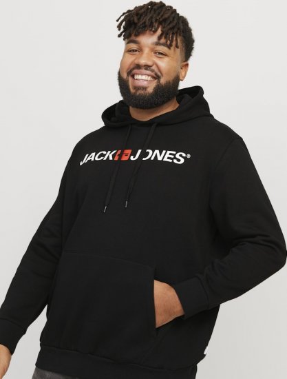 Jack & Jones CORP OLD LOGO REG FIT Hoodie Black - Felpe & felpe con cappuccio - Felpe & Felpe con Cappuccio Uomo Taglie Forti