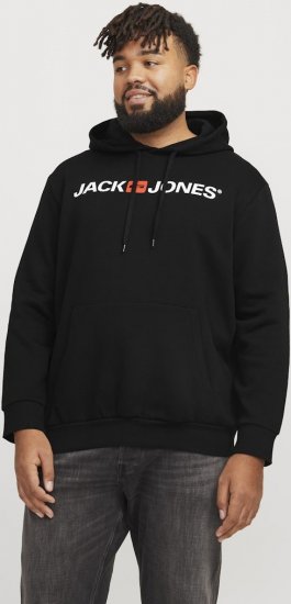 Jack & Jones CORP OLD LOGO REG FIT Hoodie Black - Felpe & felpe con cappuccio - Felpe & Felpe con Cappuccio Uomo Taglie Forti