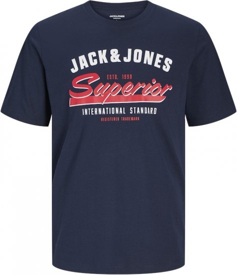 Jack & Jones LOGO O-Neck T-Shirt Dark Blue - Magliette - Magliette Uomo Taglie Forti