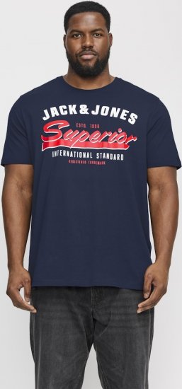 Jack & Jones LOGO O-Neck T-Shirt Dark Blue - Magliette - Magliette Uomo Taglie Forti