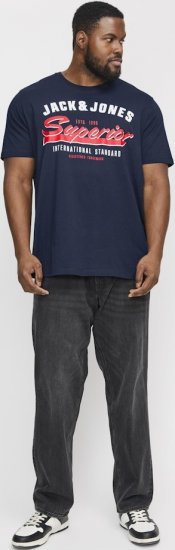 Jack & Jones LOGO O-Neck T-Shirt Dark Blue - Magliette - Magliette Uomo Taglie Forti
