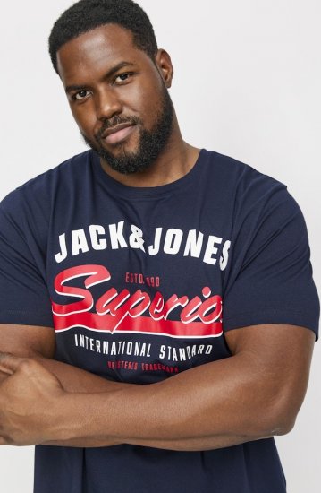 Jack & Jones LOGO O-Neck T-Shirt Dark Blue - Magliette - Magliette Uomo Taglie Forti