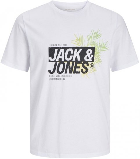  Jack & Jones Jaxon Crew Neck T-Shirt White - Magliette - Magliette Uomo Taglie Forti