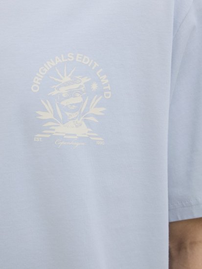 Jack & Jones Bellagio Collage Crew Neck T-Shirt Skyway - Magliette - Magliette Uomo Taglie Forti