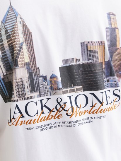 Jack & Jones Boston Photo Crew Neck T-Shirt Bright White - Magliette - Magliette Uomo Taglie Forti
