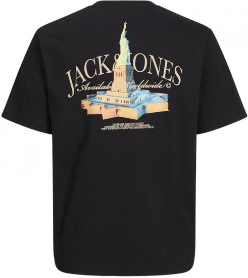 Jack & Jones Boston Photo Crew Neck T-Shirt Black - Magliette - Magliette Uomo Taglie Forti