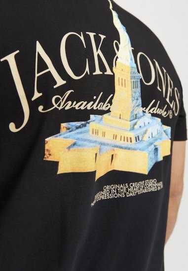 Jack & Jones Boston Photo Crew Neck T-Shirt Black - Magliette - Magliette Uomo Taglie Forti