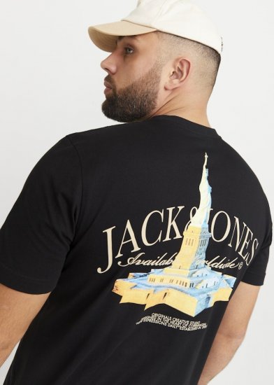 Jack & Jones Boston Photo Crew Neck T-Shirt Black - Magliette - Magliette Uomo Taglie Forti