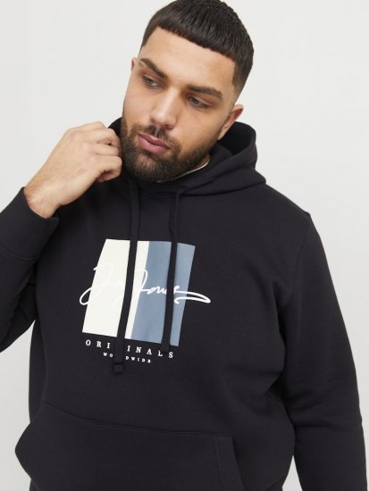 Jack & Jones Frederiksberg Box Script Hoodie Black - Felpe & felpe con cappuccio - Felpe & Felpe con Cappuccio Uomo Taglie Forti