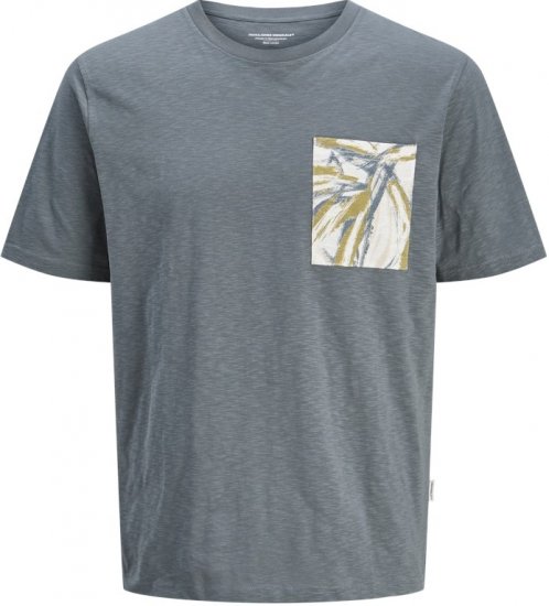 Jack & Jones Split Pocket Print T-Shirt Grey - Magliette - Magliette Uomo Taglie Forti