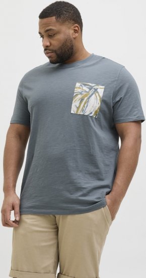 Jack & Jones Split Pocket Print T-Shirt Grey - Magliette - Magliette Uomo Taglie Forti