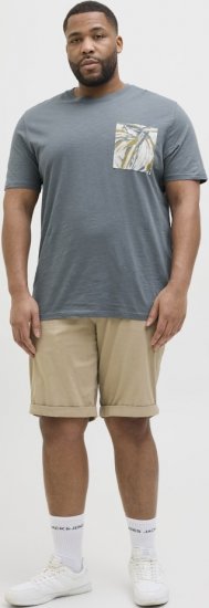 Jack & Jones Split Pocket Print T-Shirt Grey - Magliette - Magliette Uomo Taglie Forti
